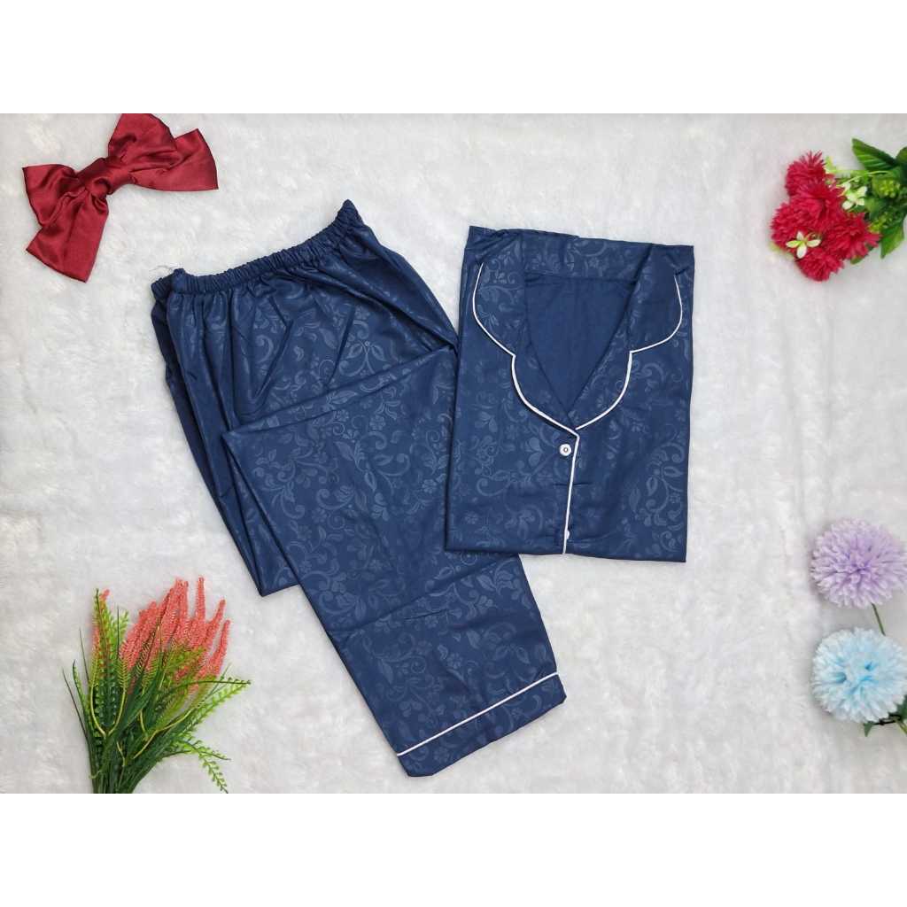 Baju Tidur Dewasa Embos katun Lengan Pendek Set Piyama Wanita Cewe