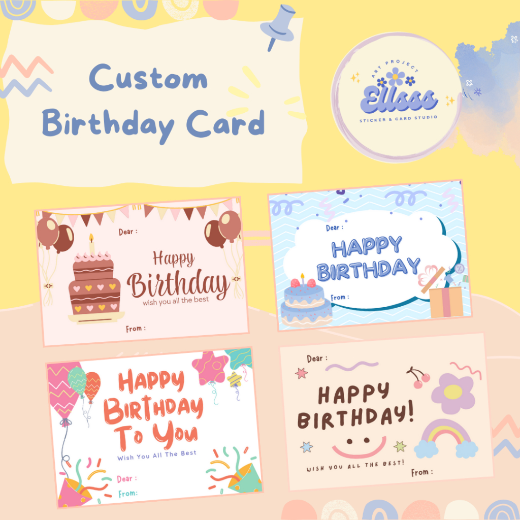 Birthday Card, Kartu Ucapan Selamat Ulang Tahun, Kartu Selamat Ulang Tahun Custom