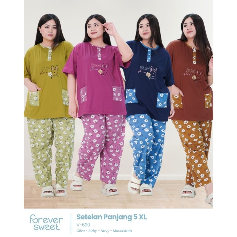 [ FOREVER SWEET]ONE SET PIYAMA BAJU TIDUR PIYAMA DEWASA REMAJA BAHAN KAOS KNIT / BAJU TIDUR JUMBO / 