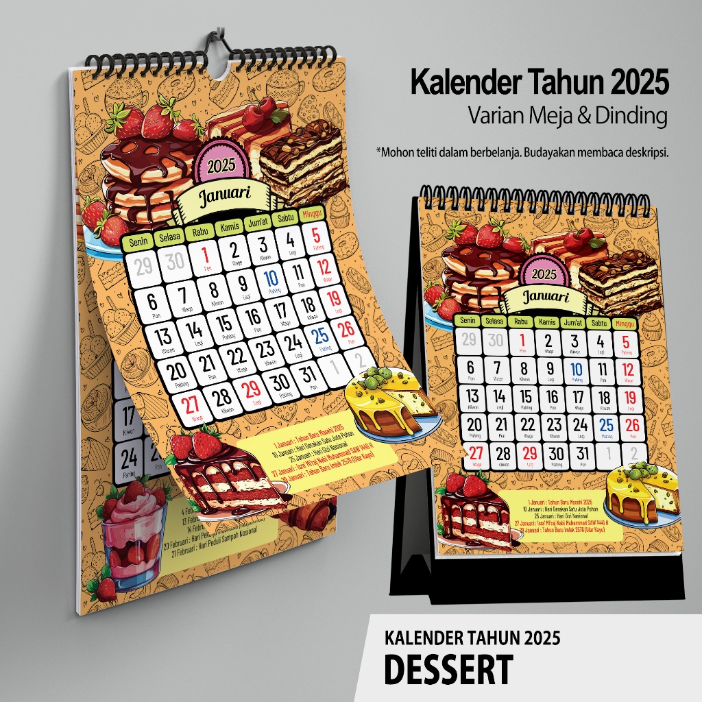 

KALENDER 2025 Sweet Cake Bakery Dinding A4 dan Meja A5