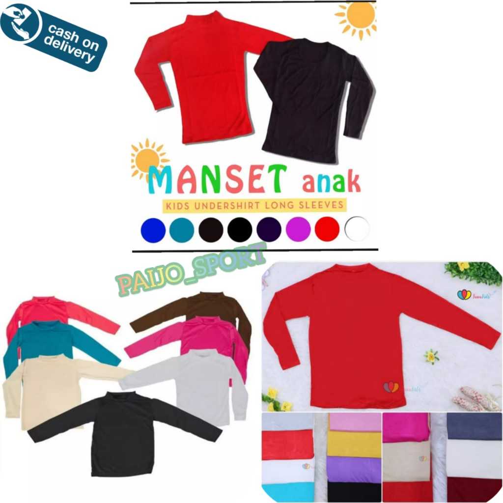 PROMO..MANSET ANAK (Usia 3-11 Tahun) | Baju Dalaman Perempuan lengan panjang | Manset Polos anak - B