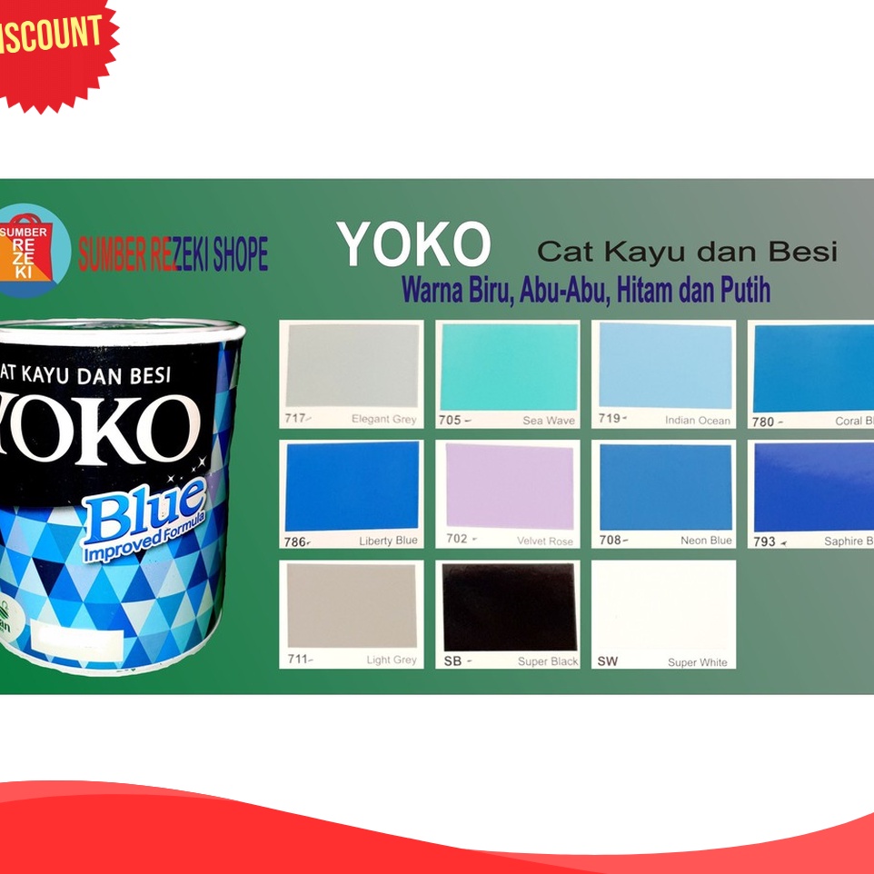 

EKSTRA PROMO Cat Minyak BesikayuPlastik Warna KuningHijauCreamHitamPutih YOKO Avian Brands