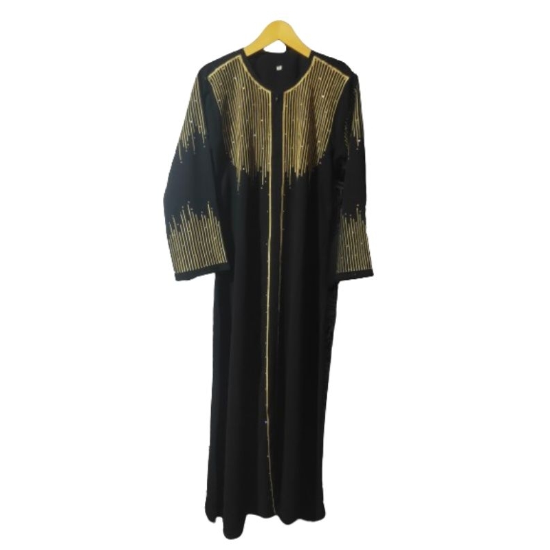Gamis Abaya Hitam Premium Bordir Manik Gold