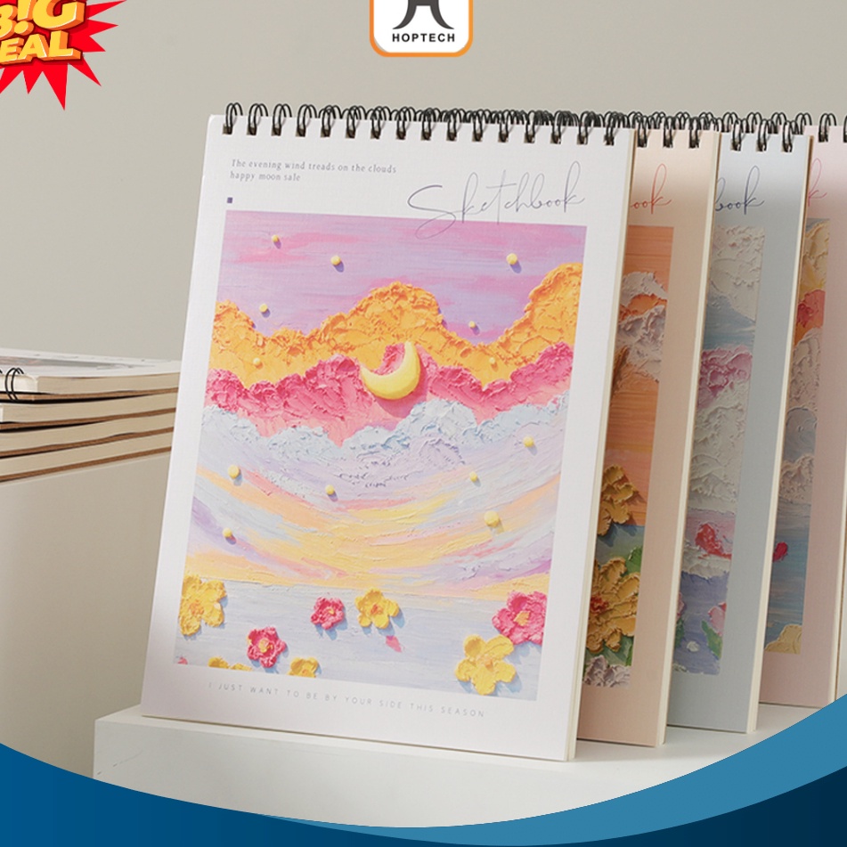 

SPONTAN Sketch book polos A4 cantik Sketch pad Buku gambar sketsa artemedia Scratch book artcards Drawing book ring Cute painting book