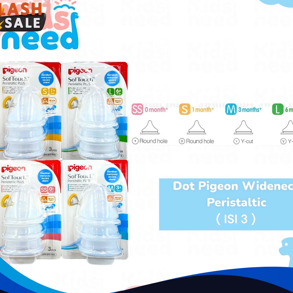 SERENTAK Dot Pigeon Wide NeckPigeon Peristaltic Nipple PLUS Isi 3 Ori Pigeon