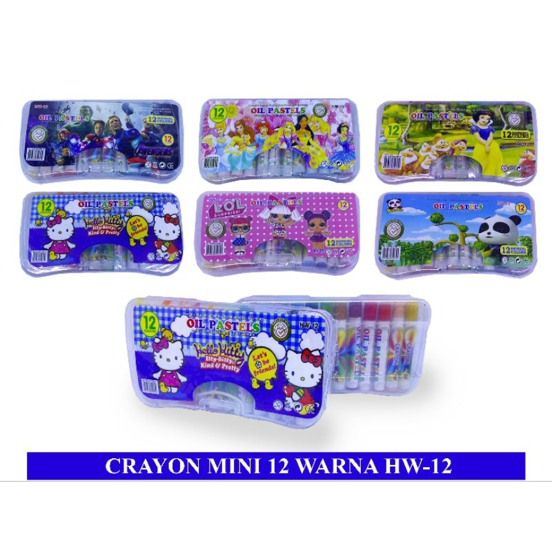 

Crayon Mini Oil Pastel 12 Warna / Crayon Mini Fancy 12 Warna Motif Avenger Disney Frozen Spiderman