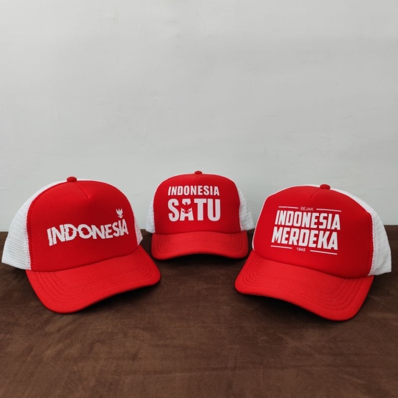 TOPI MERAH PUTIH INDONESIA / TOPI JARING MERAH PUTIH KEMERDEKAAN