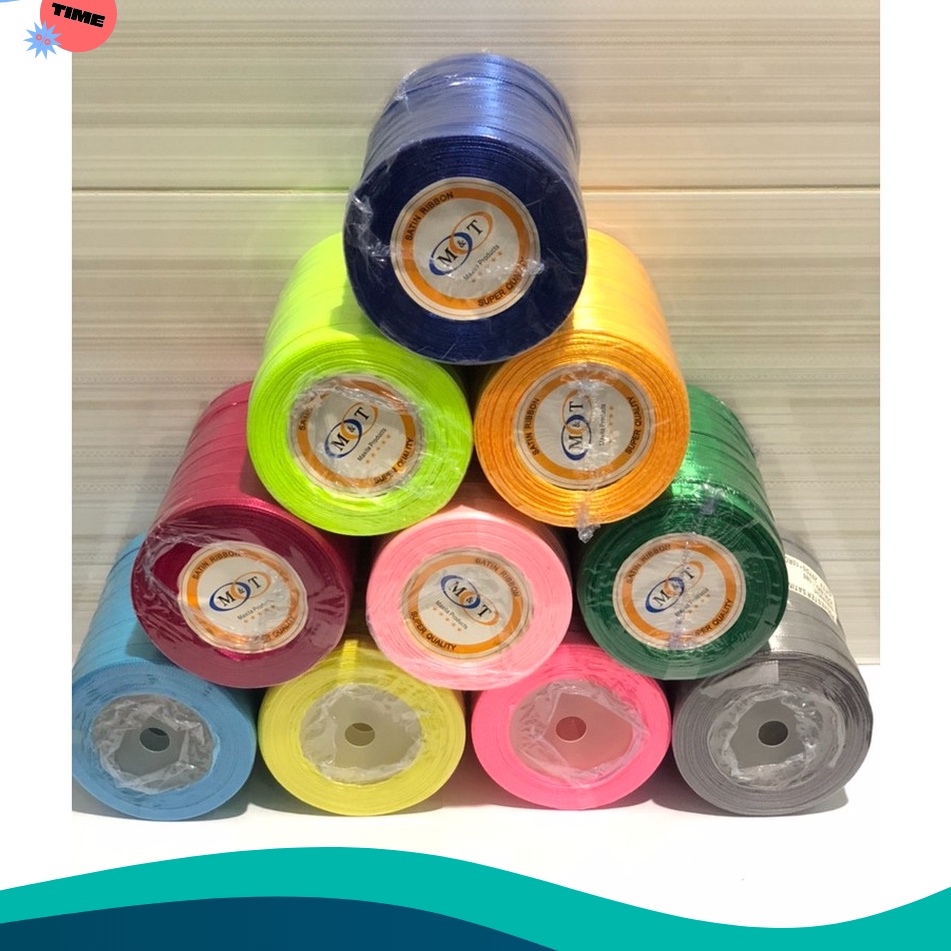 

SERENTAK Pita satin 38 Pita bahan 1 cm isi 1 roll Satin Ribbon