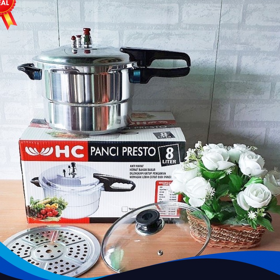 WOW PRESTO HC  TD PRESTO HAPPY 8 LITER WITH STEAMER PRESTO STAINLESS HAPPY BAHAN SUPER TEBAL