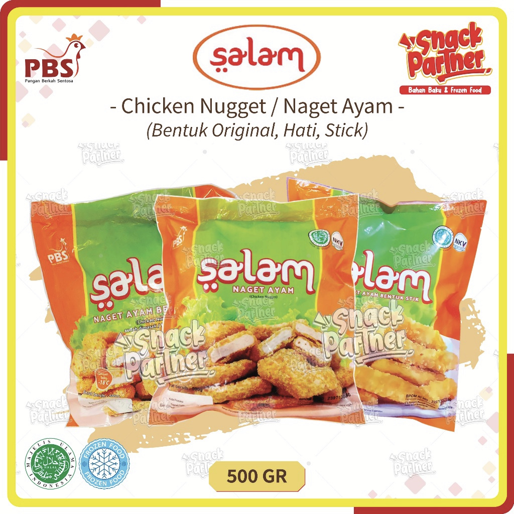 

SALAM Chicken Nugget / Naget Ayam 500gr / Bentuk Original Hati Stick Stik - FROZEN FOOD Nuget