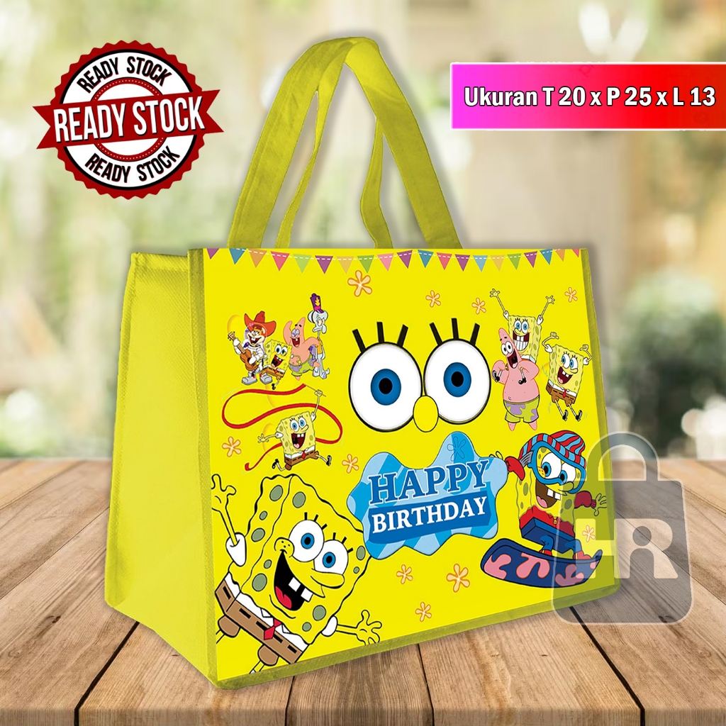 

READY STOK TAS ULANG TAHUN / TAS ULTAH SPONGEBOB / TAS ULTAH UKURAN KFC / TAS ULTAH TERLARIS / TAS SOUVENIR ULTAH ANAK / GOODIE BAG BINGKISAN SOUVENIR ANAK