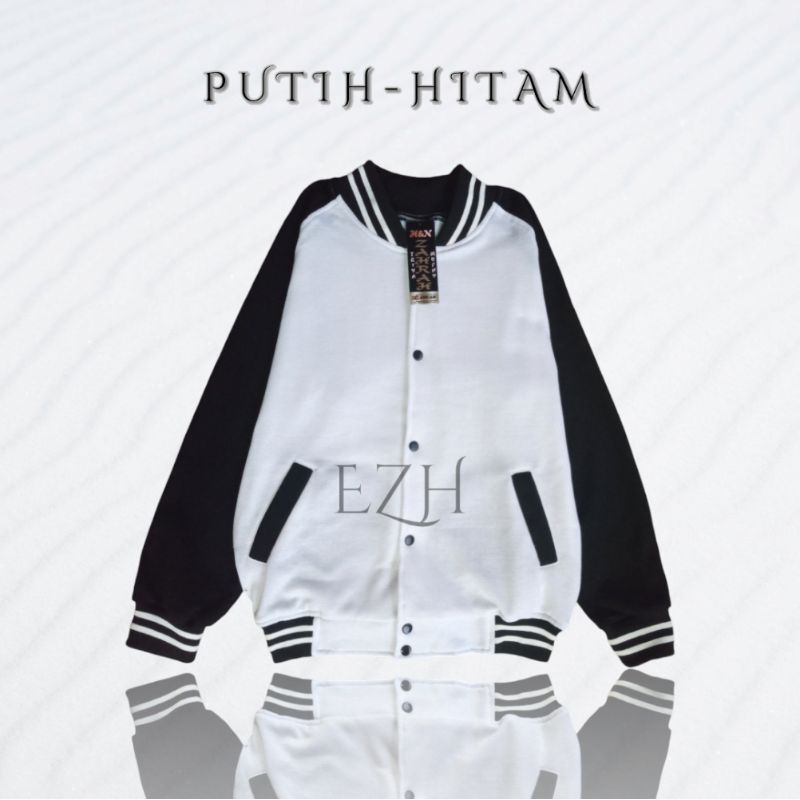 JAKET BASEBALL VARSITY POLOS/JAKET PUTIH HITAM/JAKET WANITA PRIA