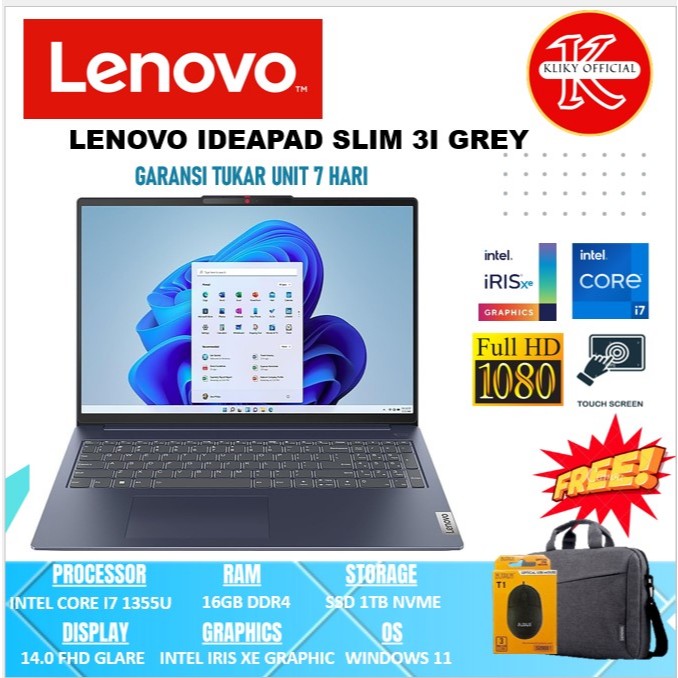 Laptop Lenovo Ideapad Slim 5i 16 Core i7 Gen13 Terbaru 16Gb Ssd 1TB Blue
