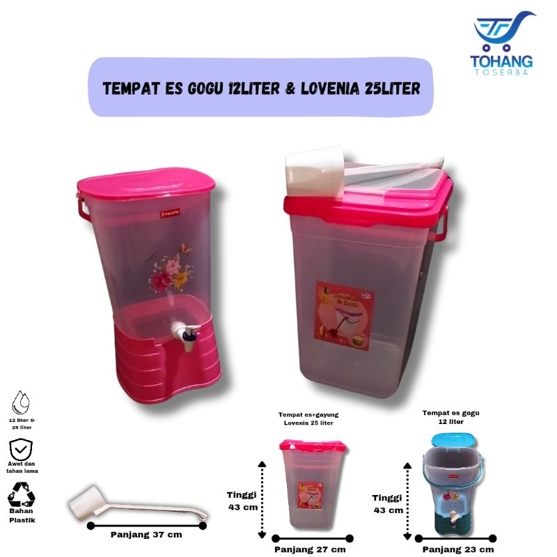 Box es buah kran 12 liter , Toples es buah + gayung 25liter , tempat penyimpanan es kuwut