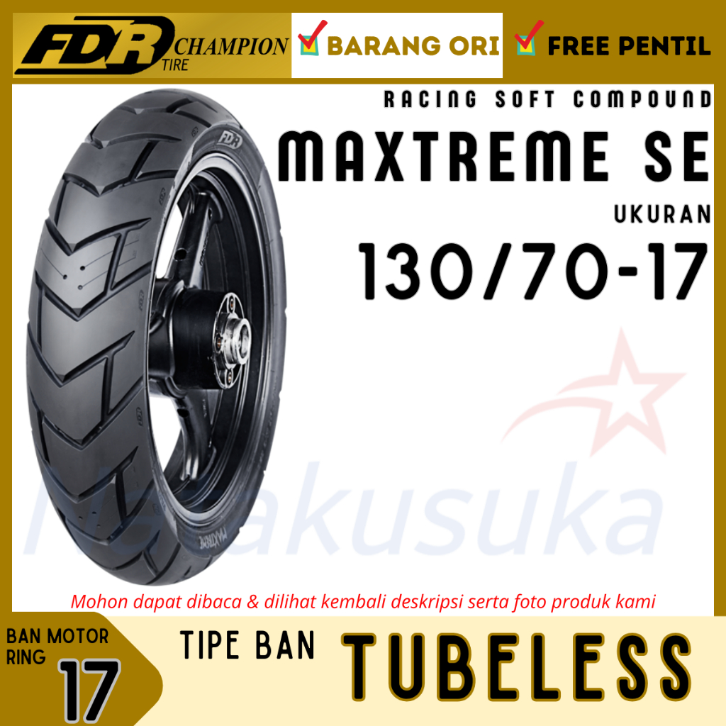 Ban Motor FDR Soft Compound Maxtreme SE 130/70-17 Tubeless (TL) Motor Bebek
