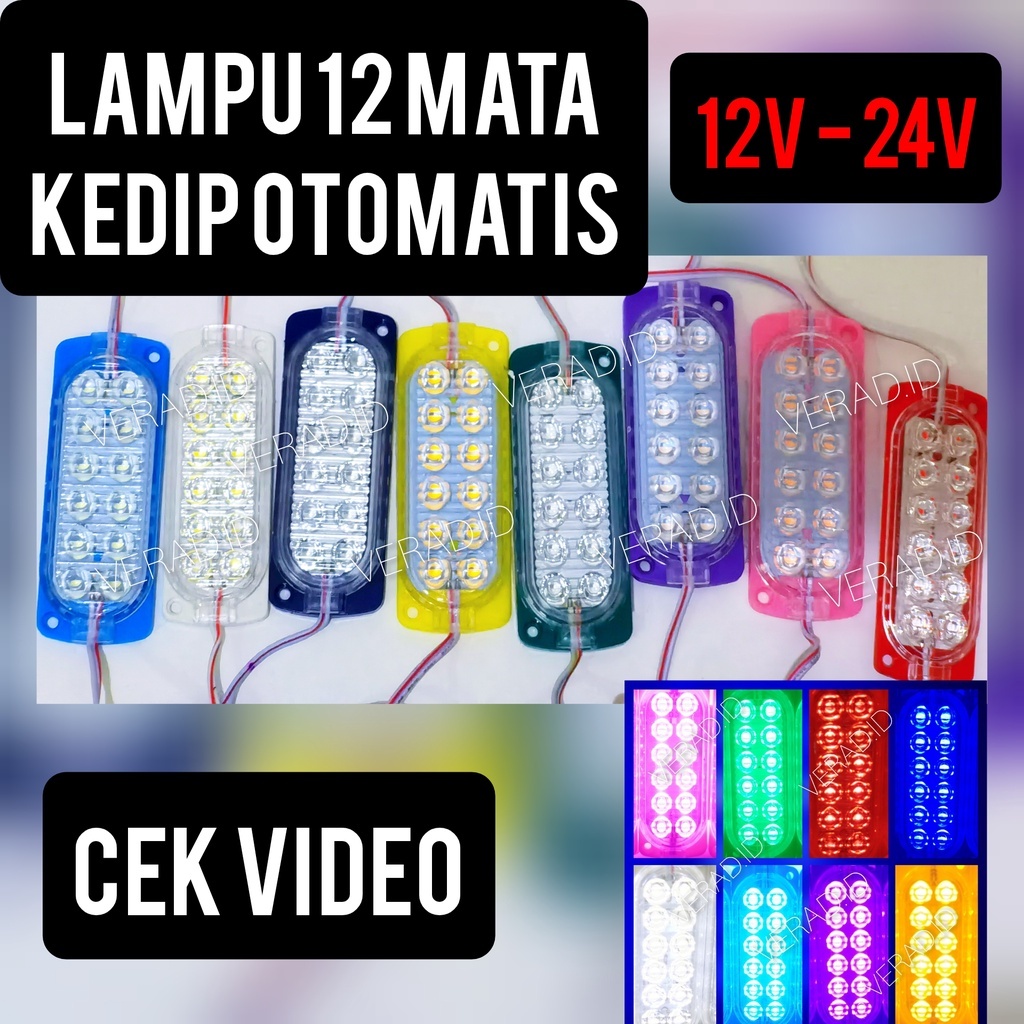 LAMPU LED 12 MATA ULTRASONIC KEDIP OTOMATIS ULTRASONIC 12 VOLT 24 VOLT LAMPU KOLONG