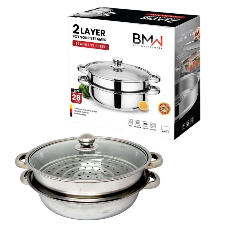 Panci Kukusan Stainless BMW/Panci Stremer 2 Susun/Panci Kukus 2 Lapis