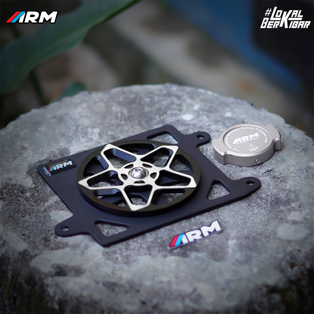 PAKETAN COVER RADIATOR SPINER 3D ARM TYPE BINTANG + RADIATOR CAP