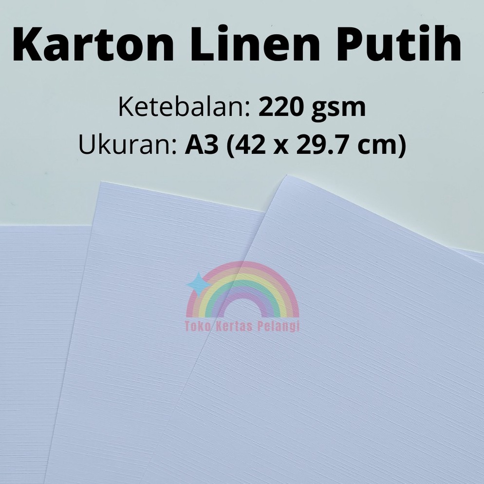 

Karton Linen Putih 22 gsm 25 pcs A3 8KLCV4196