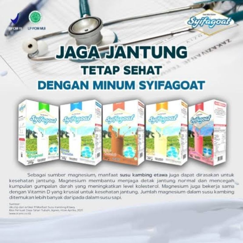 

Susu Kambing Etawa SYIFA GOAT 200 GR Susu Etawa Goat SyifaGoat Bubuk Powder Kaya Zat Besi Kalsium Fosfor