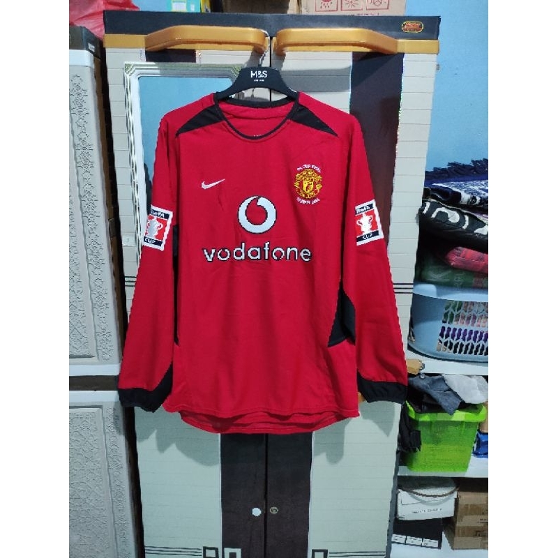 original jersey Manchester United home 2002 2003 2004 long sleeve nameset Ronaldo final FA cup