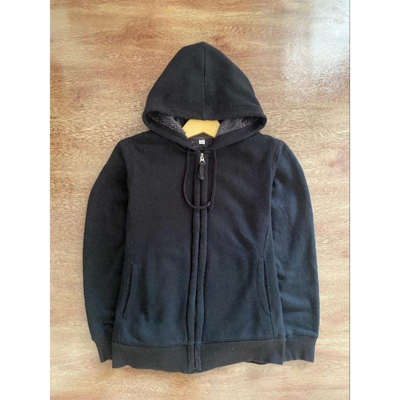 HOODIE UNIQLO SHERPA BLACK