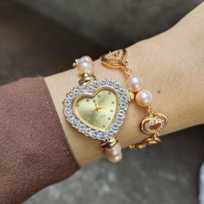 SET GELANG DAN JAM TANGAN MUTIARA LOMBOK AIR TAWAR