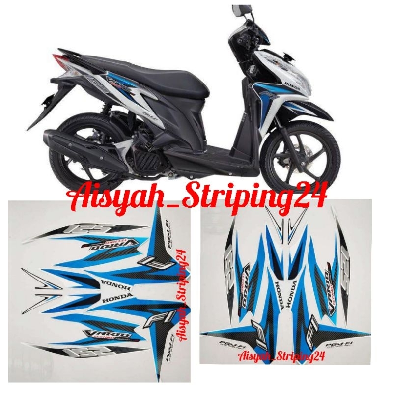 stiker striping vario techno 125 fi old 2013 putih biru