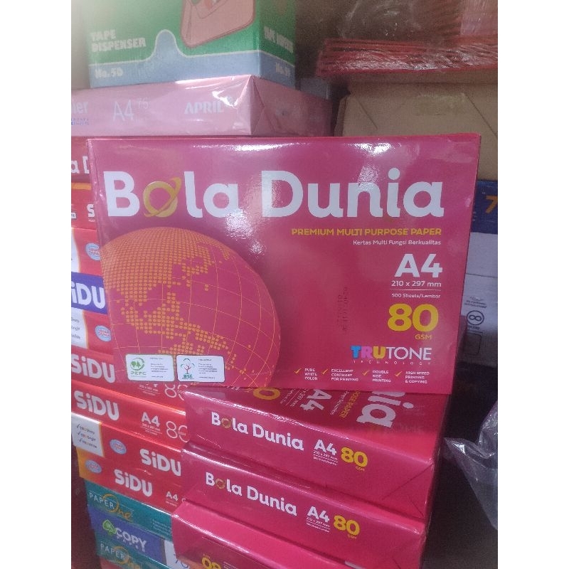 

Promo Kertas A4 80 Gram Bola Dunia / Kertas HVS A4 80 GSM Bola Dunia