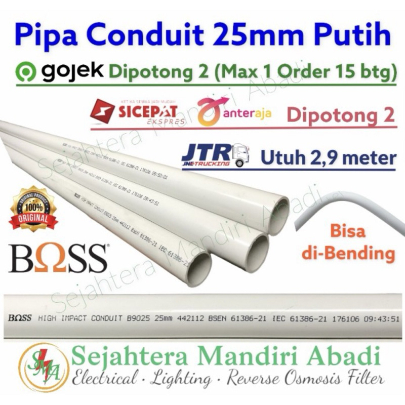 Pipa Listrik BOSS 25 mm Putih Pipa Conduit Konduit