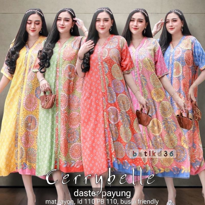 Jessa Daster payung Cherrybelle rayon premium homedress baju tidur wanita warna pastel kalem lembut 