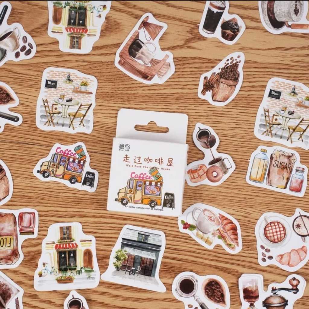 

HI515 Stiker 46pcs Coffe House Minuman Kopi DIY Jurnal Scrapbook