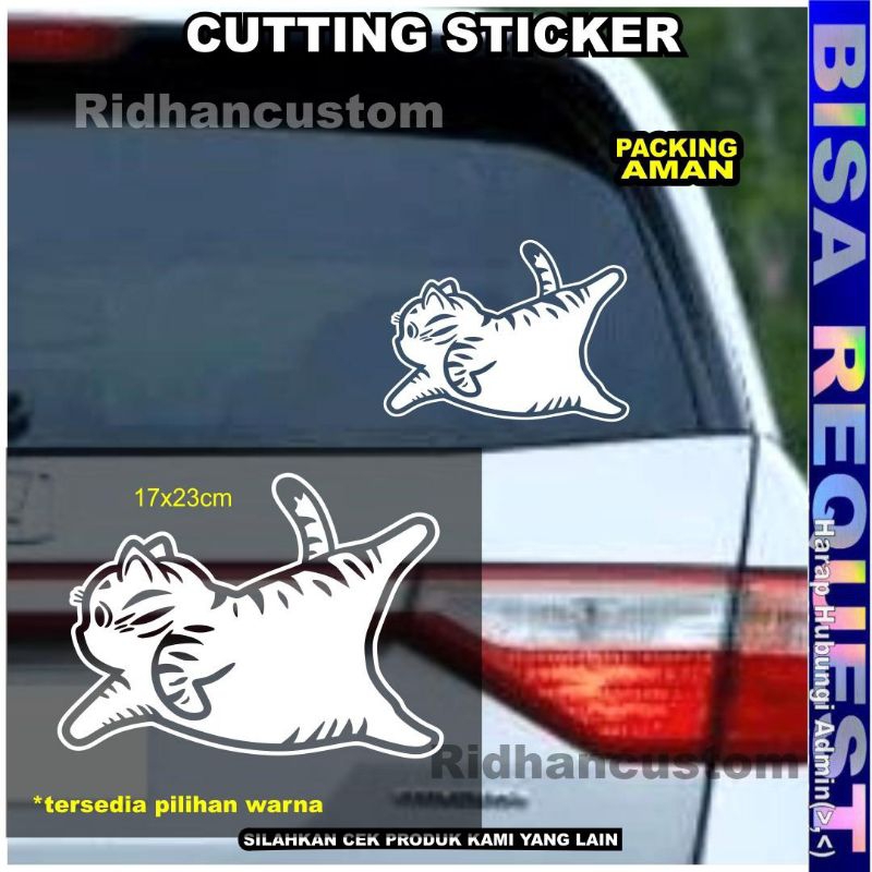 [ KUCING TERBANG ] CUTTING STICKER KACA MOBIL BELAKANG LUCU