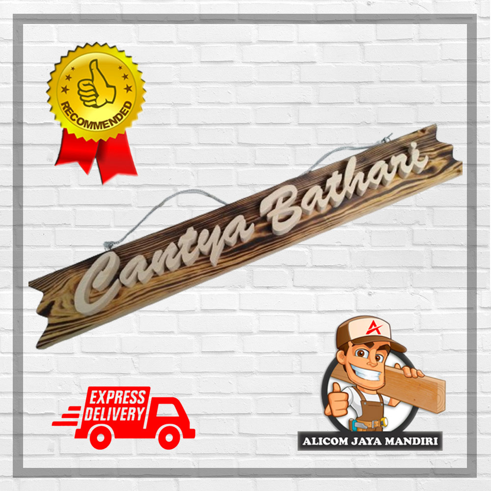 Tulisan kayu custom 1 sampai 10 huruf latin dari kayu jati belanda