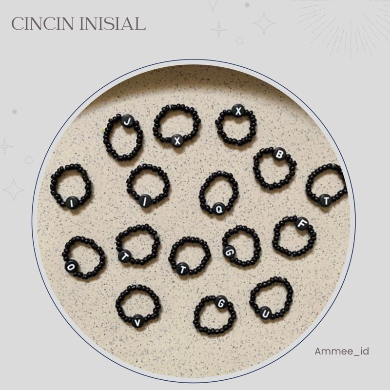 CINCIN MANIK INISIAL / BEADS RING INISIAL / CINCIN MANIK INISIAL ECER