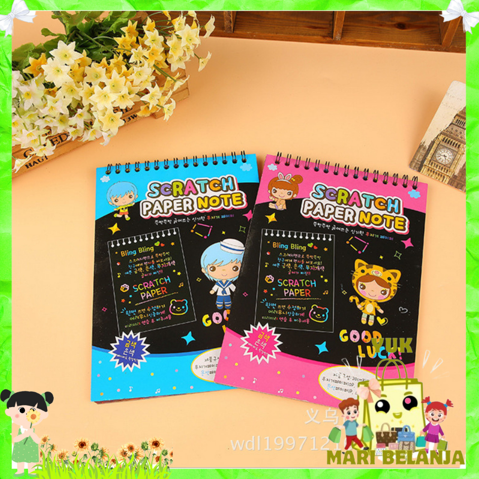 

YMB Buku Sketsa Warna-warni Grafiti Kertas Mini Tulis Gores Gambar DIY Sscratch Paper Note Black Cardboard Mini Hadiah Alat Tulis Mainan Edukasi