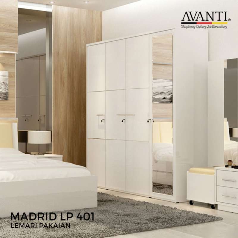 Activ Avanti Madrid Lp 401 Lemari Pakaian 4Pintu Minimalis Putih Kapasitas Luas Modern, Kuat & Fungs