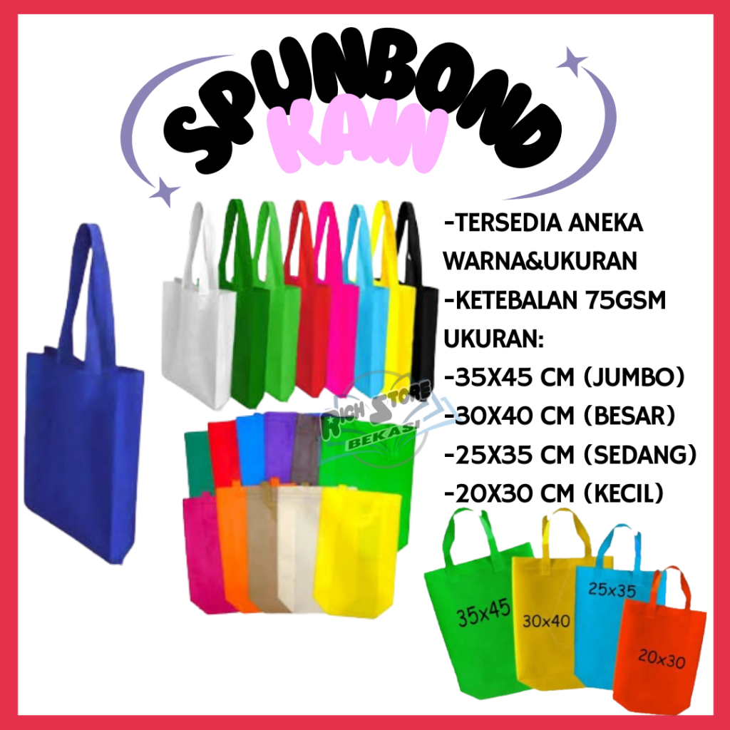 

TAS KAIN SPUNBOND KANTONG LIPAT SPUNBOND 75grm BOX 30x40x10 / Lusin