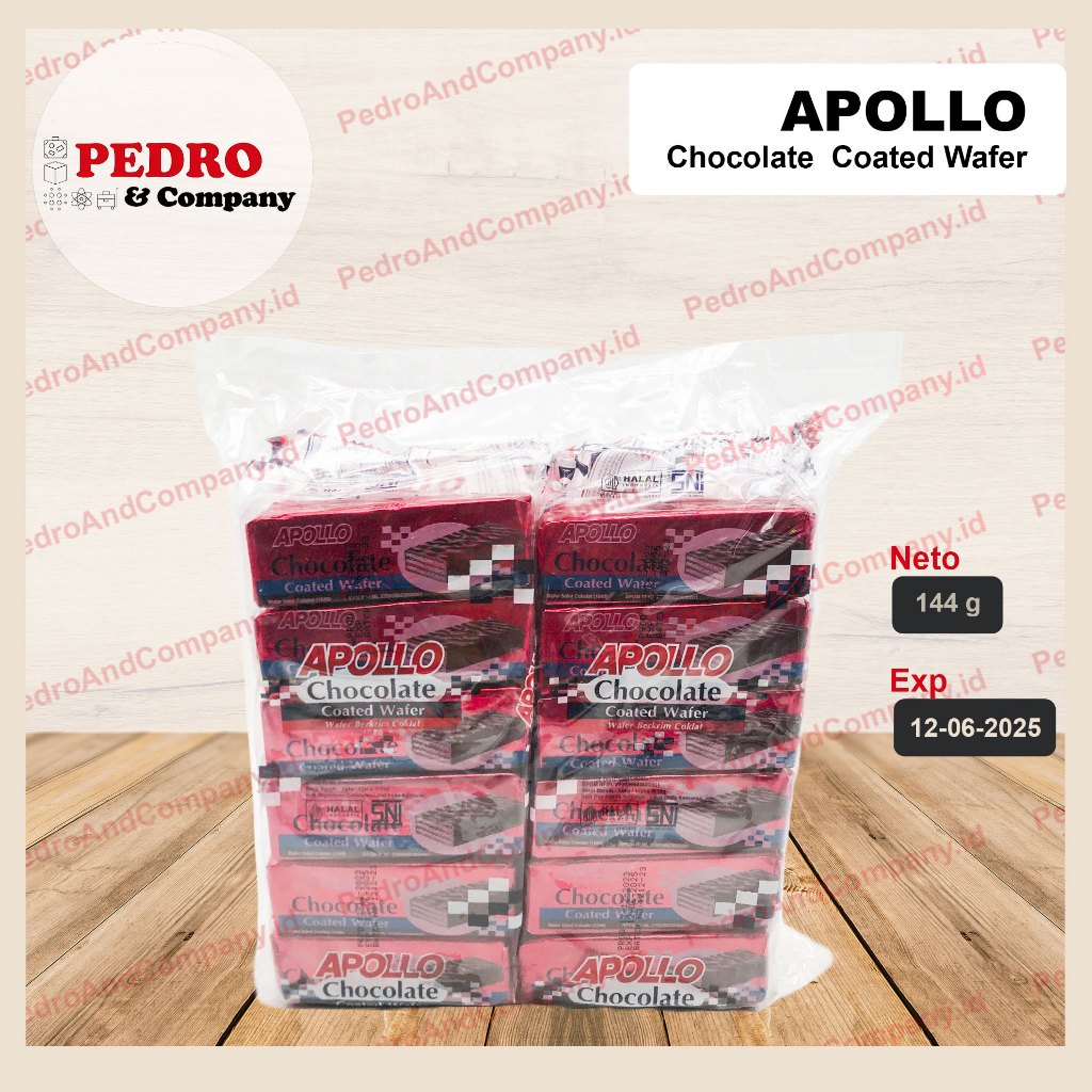 

Apollo chocolate coated wafer 48 pc wafer berkrim coklat