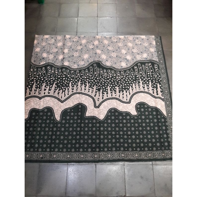 kain batik katun dobby premium motif abstrak ombak warna hijau tua