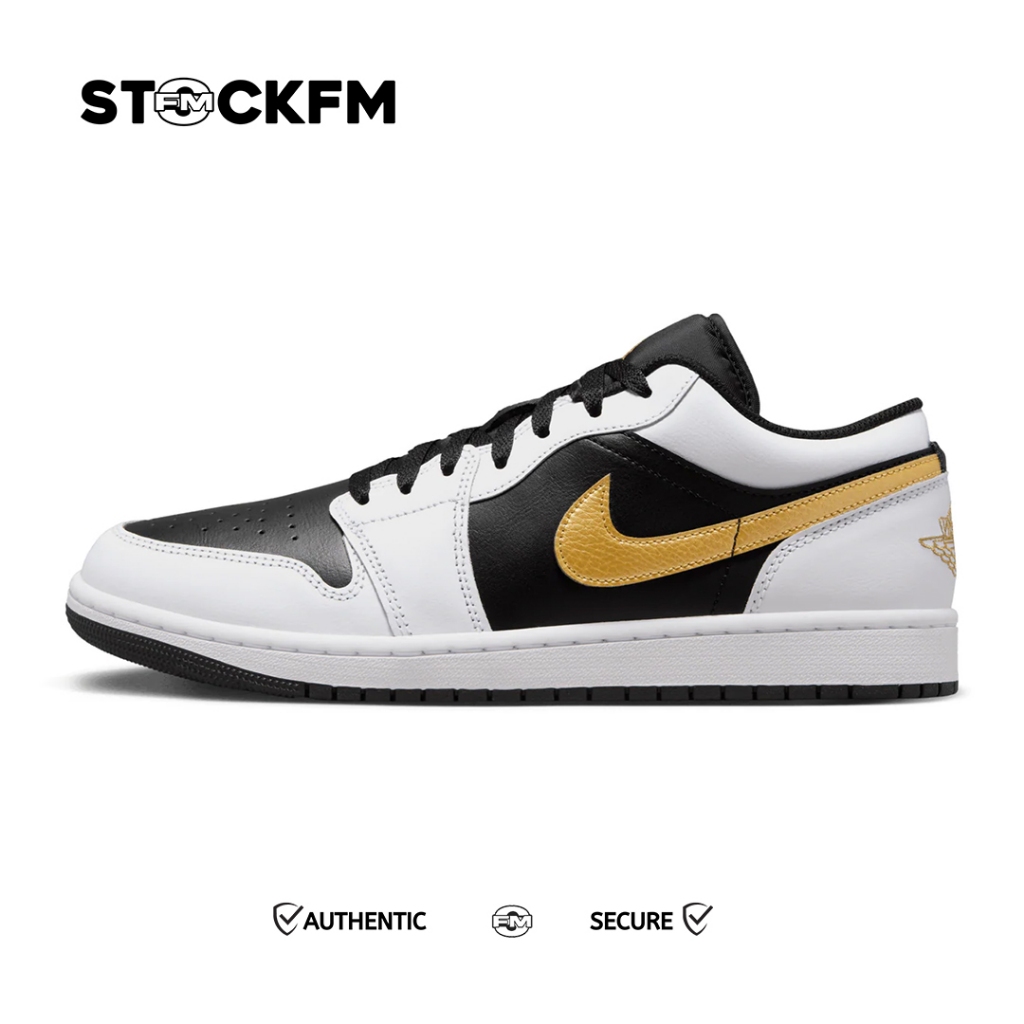 Nike Air Jordan 1 Low White Metallic Gold Black Original