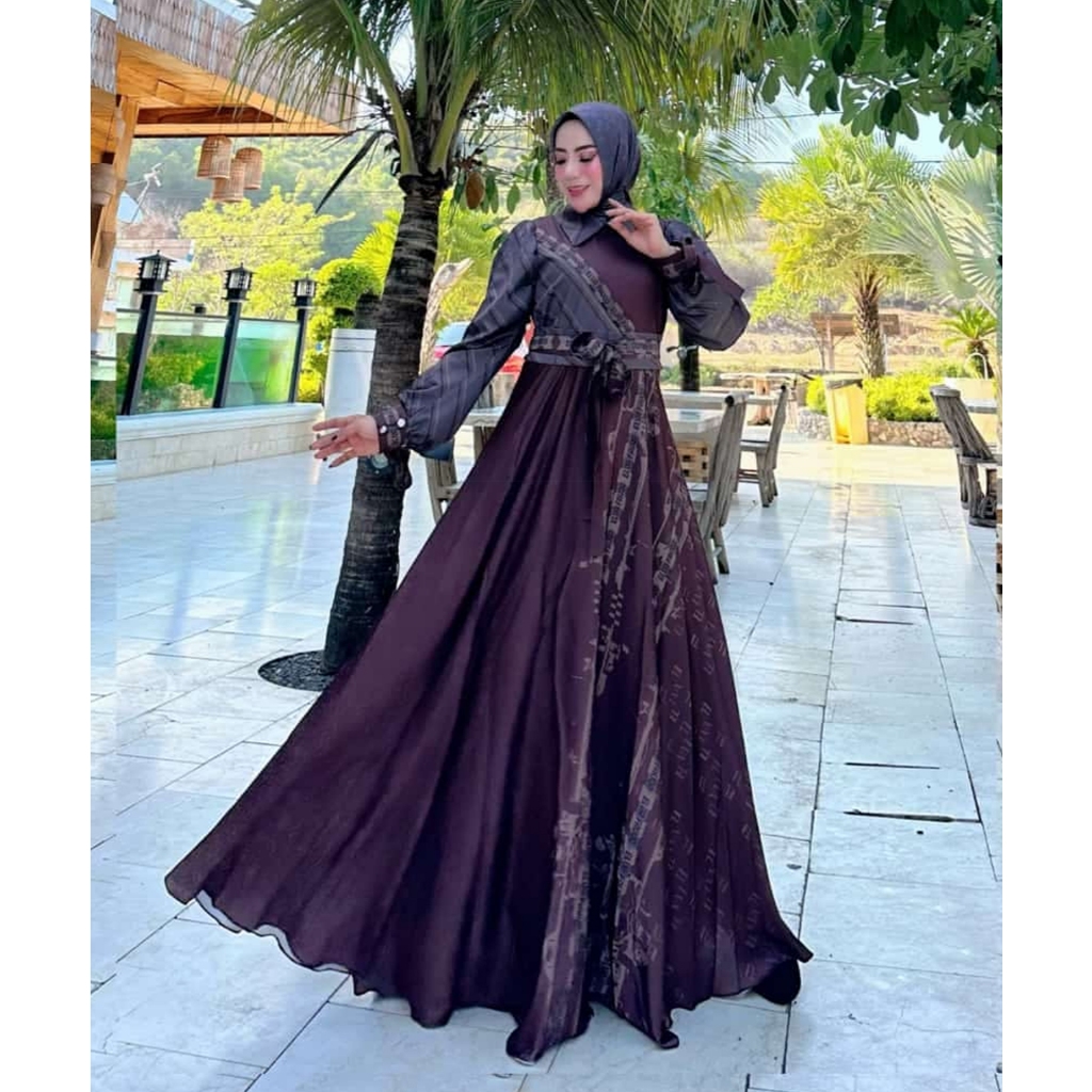 LVA SYARI TRAVIS Set Hijab Nuansa Warm Shiraz, PO 3 Minggu Di luar sabtu & minggu, Gamis Syari premi