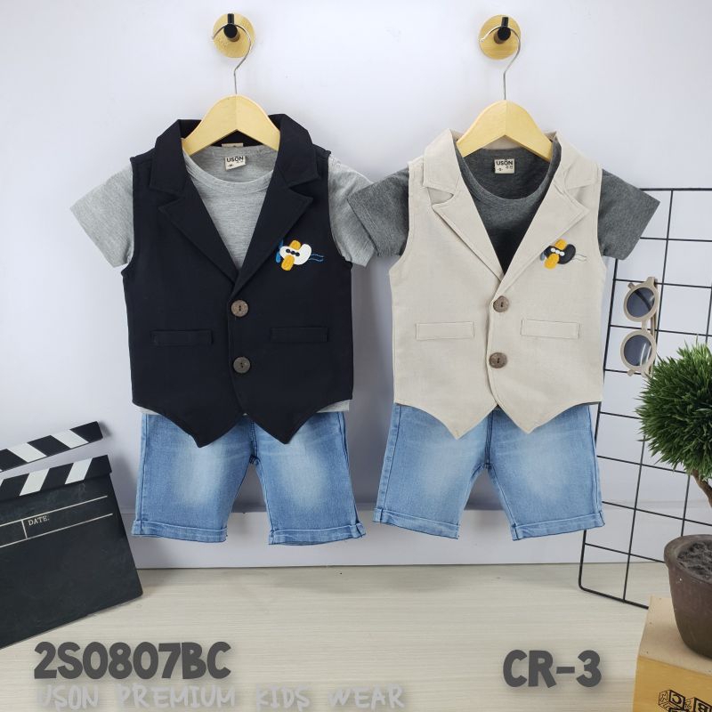 Uson Premium Kids Wear Setelan Rompi Celana Pendek Jeans