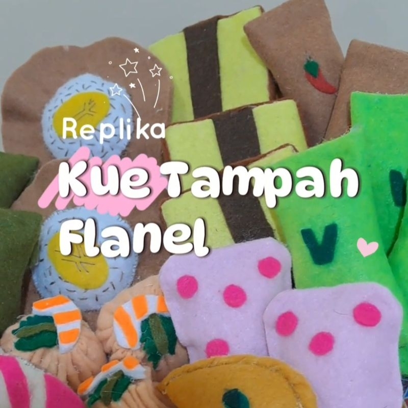Replika kue tradisional flanel, jajanan pasar, kue manis tampah flannel • Mainan edukasi [READY STOC