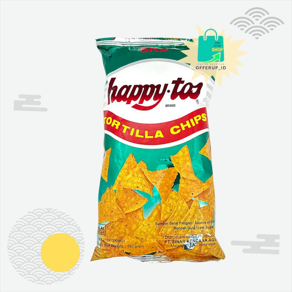 

HAPPYTOS TORTILA CHIPS ORIGINAL 140gr KEJU CHEEDAR 140gr KEJU NACHO 140gr