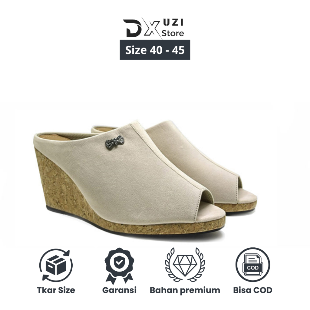 Big Size - Sandal Wanita Selop Ukuran Jumbo Besar 40-45 Wedges Pesta Cewek Korean Branded