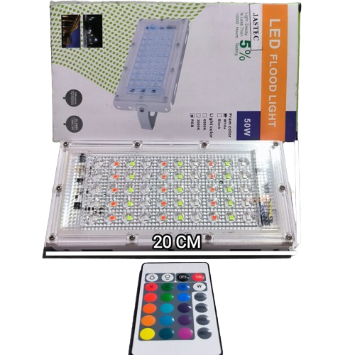 JASTEC LAMPU LED SOROT 50W RGB WARNA WARNI + REMOTE LAMPU TEMBAK