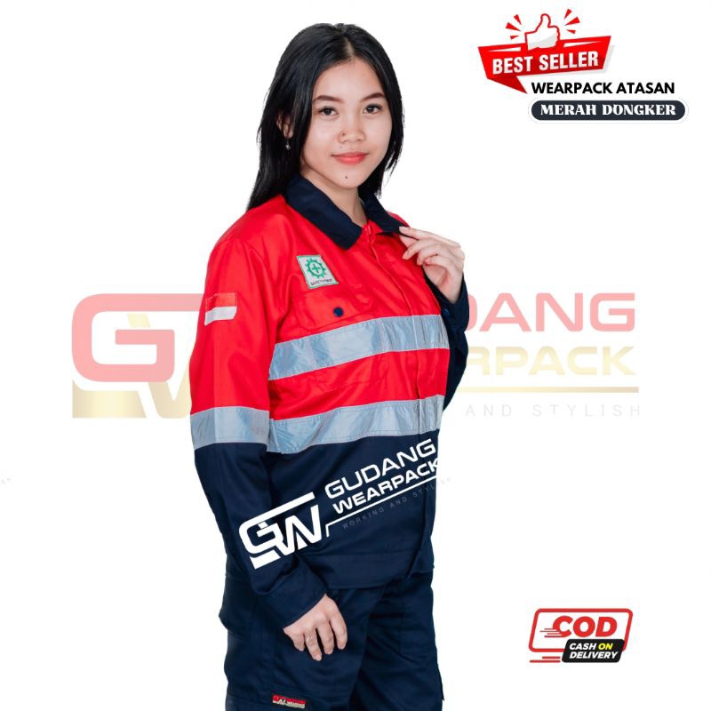 Wearpack Atasan Model Airflow Warna Merah Dongker (baju kerja) - gudang wearpack