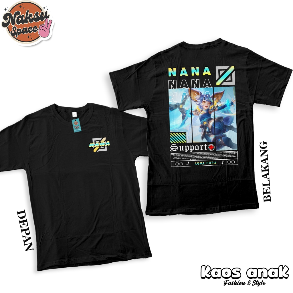 KAOS ANAK - KAOS MOBILE LEGENDS HERO NANA SKIN AQUA PURE BAJU MIDLINER BAJU DISTRO