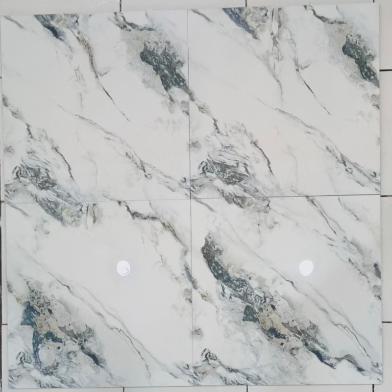 Keramik Lantai 60x60 Granit Ceranosa Putih, Hitam, Motif | Keramik Lantai Kamar Tidur / Tangga | Per